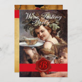 BACCHUS, WEINVERSUCHEN PARTY ROT WAX SIEGEL PARCHM EINLADUNG (Vorne/Hinten)