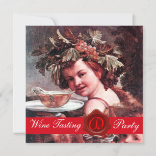 BACCHUS, WEINVERSUCHEN PARTY ROT WAX SIEGEL PARCHM EINLADUNG