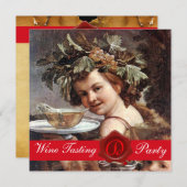 BACCHUS, WEINVERSUCHEN PARTY ROT WAX SIEGEL PARCHM EINLADUNG (Vorne/Hinten)