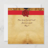 BACCHUS, WEINVERSUCHEN PARTY ROT WAX SIEGEL PARCHM EINLADUNG (Rückseite)