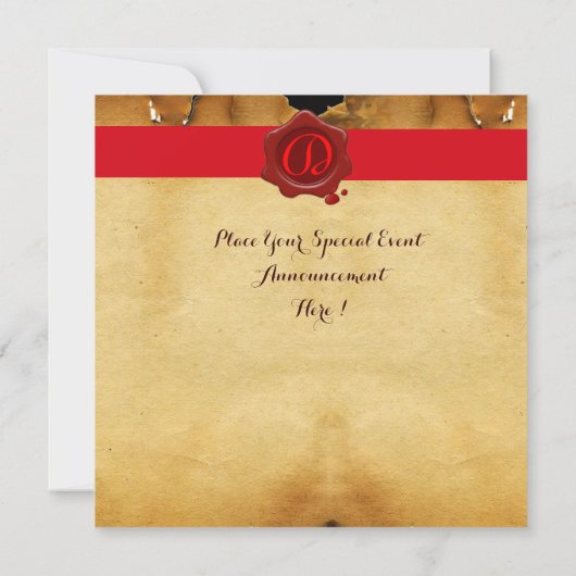 BACCHUS, WEINVERSUCHEN PARTY ROT WAX SIEGEL PARCHM EINLADUNG (Rückseite)