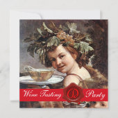 BACCHUS, WEINVERSUCHEN PARTY ROT WAX SIEGEL PARCHM EINLADUNG (Vorderseite)