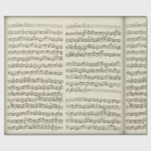 Bach 2. Cello-Reihe, einige Manuskript-Seiten Geschenkpapier (Flach)