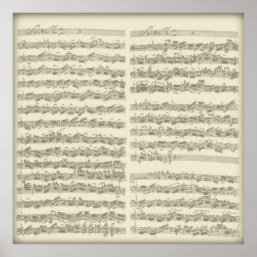 Bach 2. Cello Suite, mehrere Manuskriptseiten Poster (Vorne)