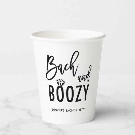 Bach and Boozy Bachelorette Bridal Party Pappbecher (Rückseite)