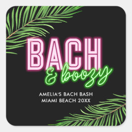 Bach & Boozy Neon Green & Pink Tropical Weekend Quadratischer Aufkleber