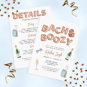 Bach & Boozy Rose Gold Junggesellinnenabschied Einladung
