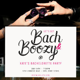 Bach & Boozy White & Pink Junggeselinnen-Abschied Einladung