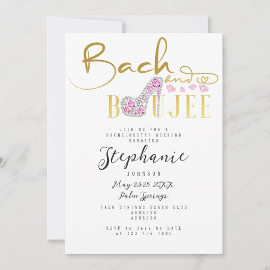 Bach & Boujee Gold Diamond Glam Junggeselinnen-Abs Einladung (Vorderseite)