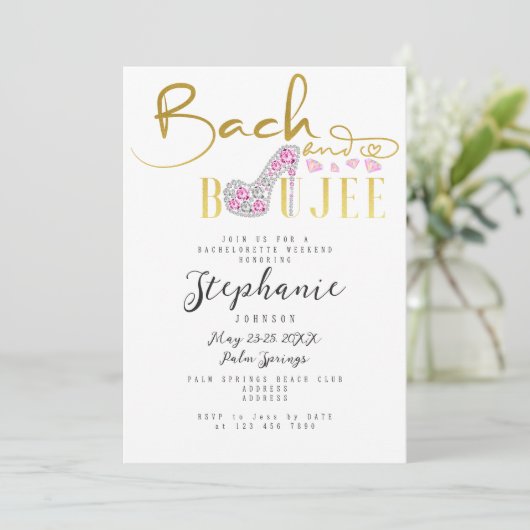 Bach & Boujee Gold Diamond Glam Junggeselinnen-Abs Einladung (Stehend Vorderseite)