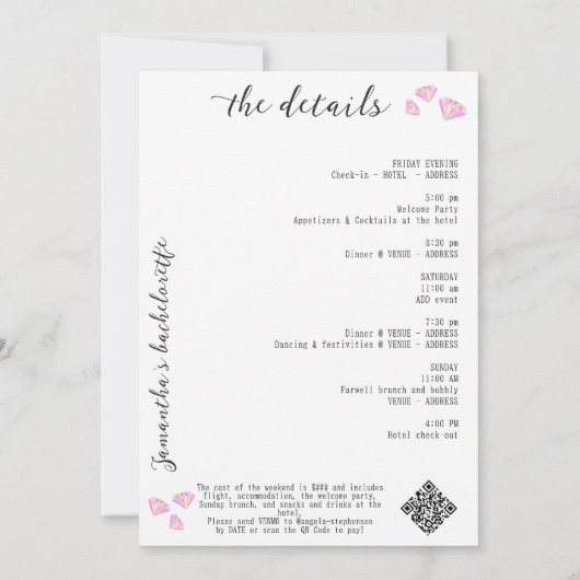 Bach & Boujee Gold Diamond Glam Junggeselinnen-Abs Einladung (Rückseite)