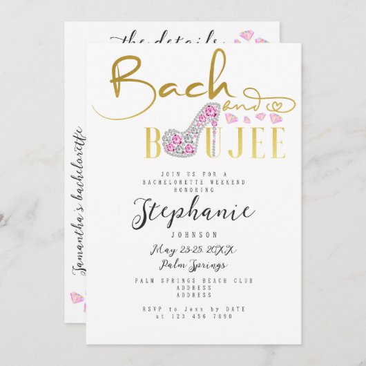 Bach & Boujee Gold Diamond Glam Junggeselinnen-Abs Einladung (Vorne/Hinten)