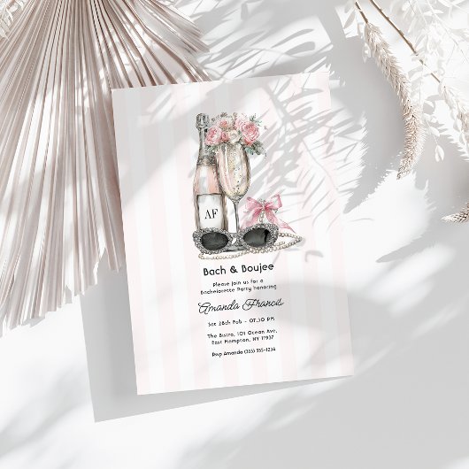 Bach & Boujee Monogram Chic Junggesellinnenabschie Einladung