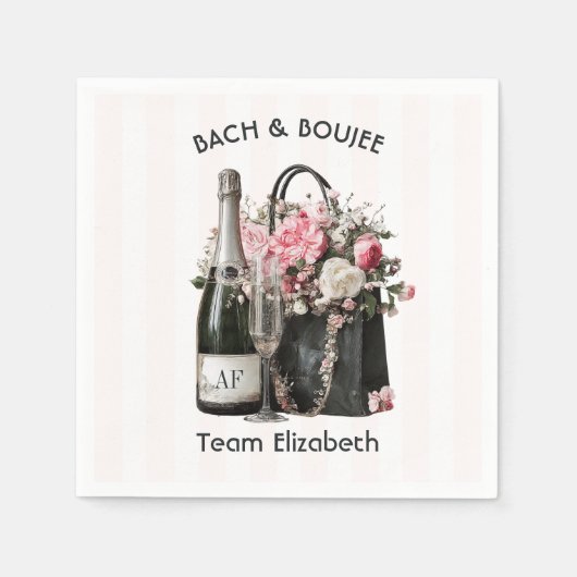 Bach & Boujee Personalisiertes Team Braut Junggese Serviette (Vorderseite)