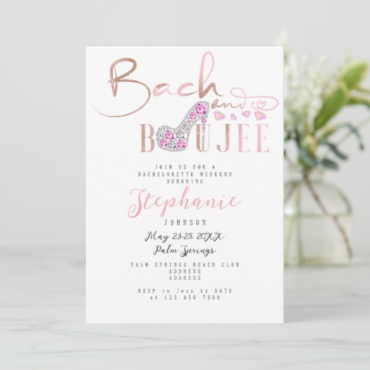 Bach & Boujee Rose Diamond Glam Junggeselinnen-Abs Einladung (Stehend Vorderseite)
