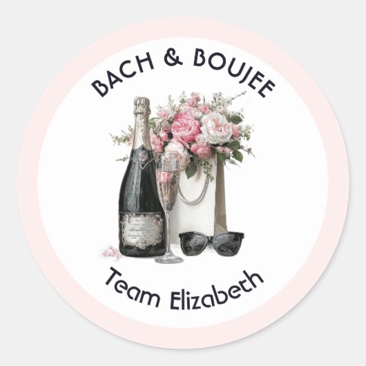 Bach & Boujee Team Bride Chic Junggesellinnenabsch Runder Aufkleber (Vorderseite)