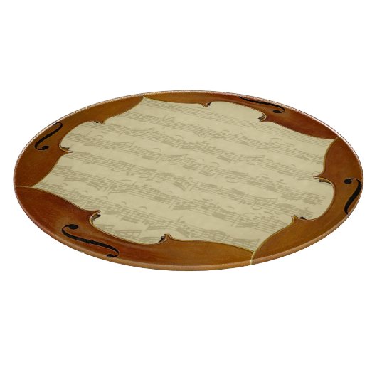 Bach Cello-Reihen-Manuskript im Cello-Rahmen Schneidebrett (Ecke)