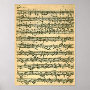 Bach Chaconne erstes Seiten-Manuskript-Faksimile Poster