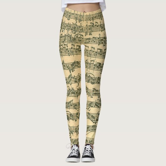 Bach Chaconne Musik-Manuskript Leggings (Vorderseite)