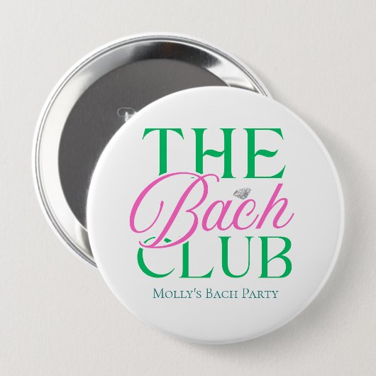 Bach Club Modern Simple Pink Green Bachelorette Button (Vorne & Hinten)