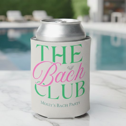 Bach Club Modern Simple Pink Green Bachelorette Dosenkühler