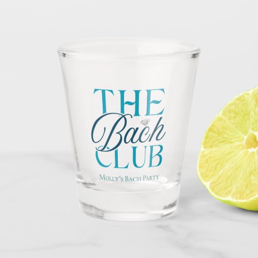 Bach Club Moderner Blue Junggeselinnen-Abschied Schnapsglas (Vorderseite)