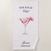 Bach Club Pink Cocktail Bacheloretto Strandtuch (Vorderseite)
