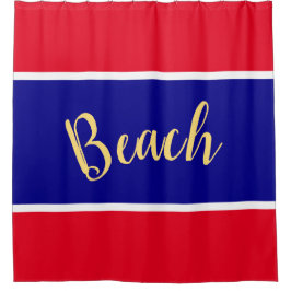 BACH Farbenfrohe Royal Blue Bright Red White Strip Duschvorhang