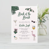 Bach im Beach Retro Resort Bachelorette Einladung (Stehend Vorderseite)