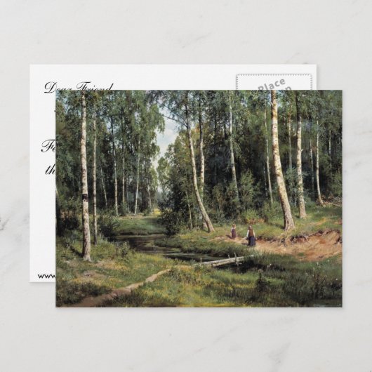 Bach im Birkenwald von Schischkin Iwan Iwanow Postkarte (Vorne/Hinten)