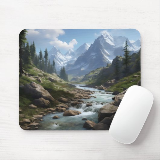 Bach in den Bergen Mousepad (Mit Mouse)