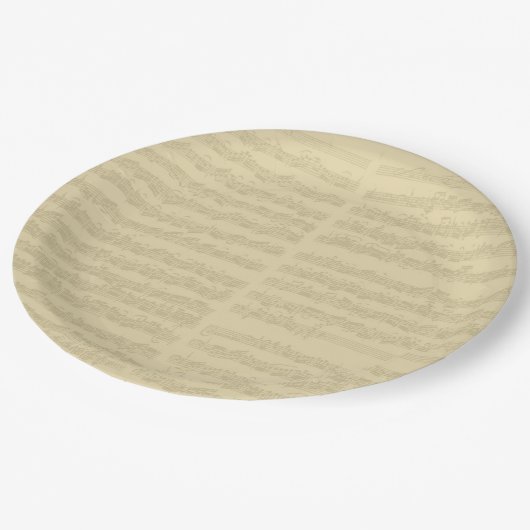 Bach Musik-Manuskript, 2. Reihe für Cello-Solo Pappteller (Schrägansicht)