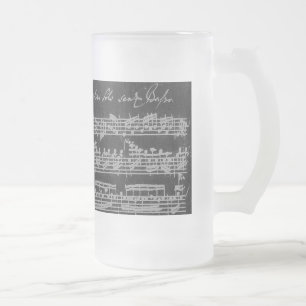 Bach Partita Weiß auf Schwarzem Mattglas Bierglas