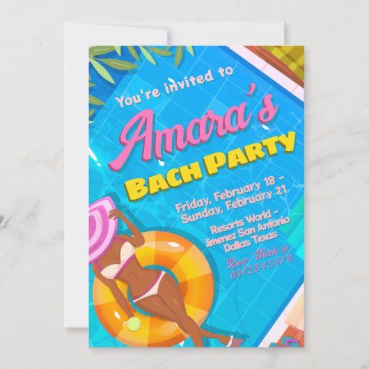 Bach Party Einladung - Wochenendreise (Vorderseite)