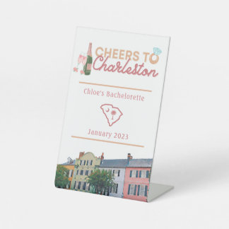 Bach Party Sign "Cheers to Charleston" Sockelschild