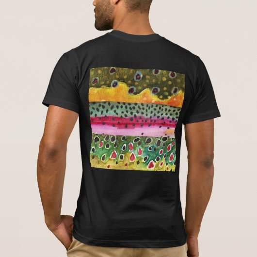 Bach, Regenbogen, braune Forellenfell T-Shirt (Rückseite)