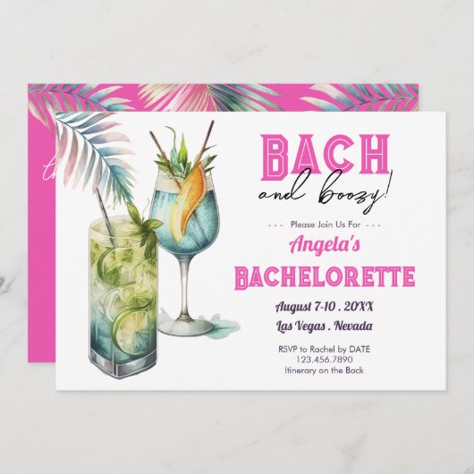 Bach und Bachelorette Einladung (Vorne/Hinten)