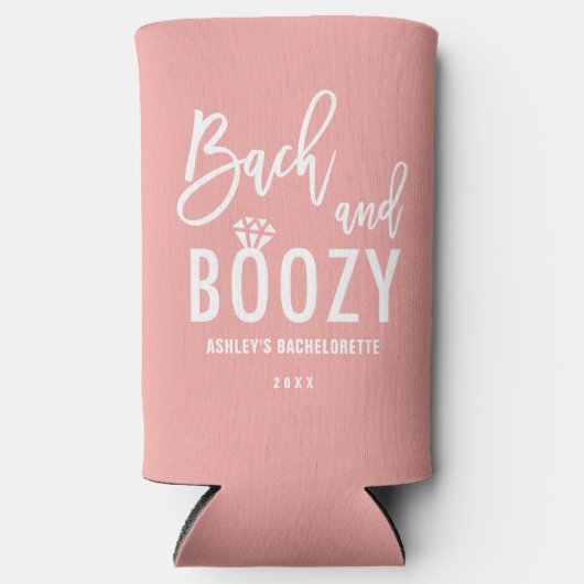 Bach und Boozy Bachelorette Brautparty Bevorzugung Selters Dosenkühler (Vorderseite)