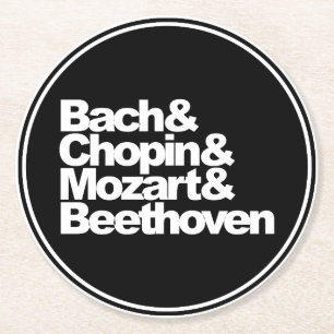 Bach und Chopin und Mozart und Beethoven Runder Pappuntersetzer