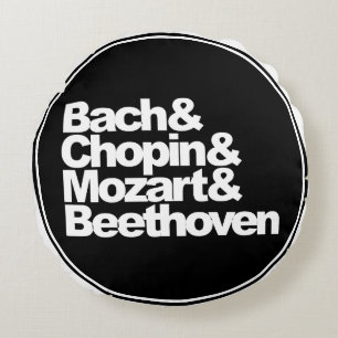 Bach und Chopin und Mozart und Beethoven Rundes Kissen