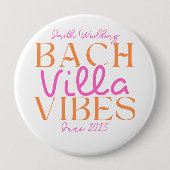 Bach Villa Vibes - Rosa und Orange Tropical Button (Vorderseite)
