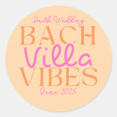 Bach Villa Vibes - Rosa und Orange Tropical Runder Aufkleber (Vorderseite)