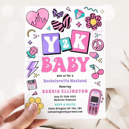 Bach zu den 90er Jahren Y2K Bachelorette Wochenend Einladung