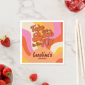 Bach zum 70er Retro Groovy Sunset Bachelorette Serviette (Beispiel)