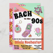 Bach zum Junggeselinnen-Abschied der 90er Jahre Einladung (Vorne/Hinten)