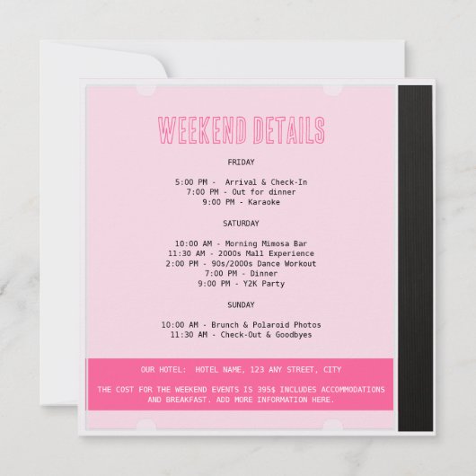 Bach zur CD-Cover der 2000er Jahre Bachelorette Y2 Einladung (Rückseite)