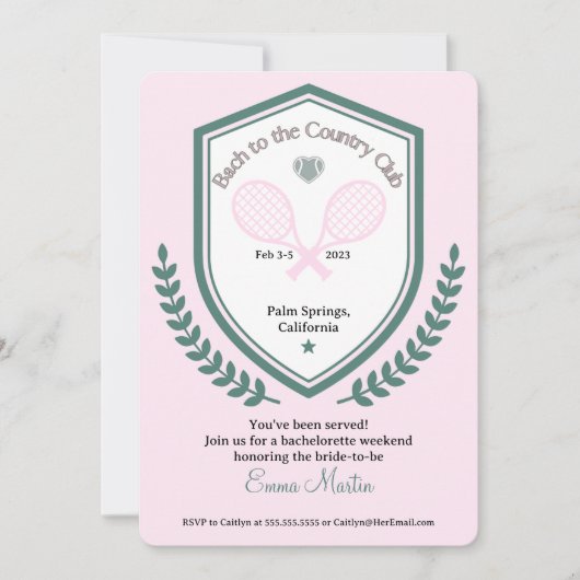 Bach zur Einladung des Country Club (Vorderseite)