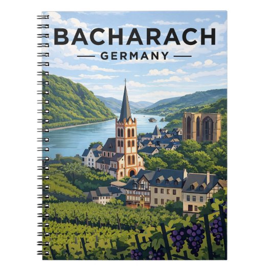 Bacharach Germany Vintage Travel Art Notizblock (Vorderseite)