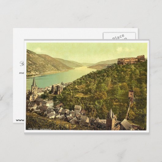 Bacharach und Ruinen von Stahleck, Rhein, Deutschl Postkarte (Vorne/Hinten)