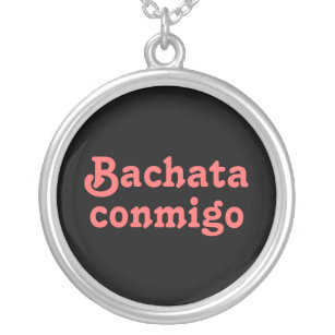 Bachata Conmigo lateinische Salsa-Tanzen-Halskette Versilberte Kette